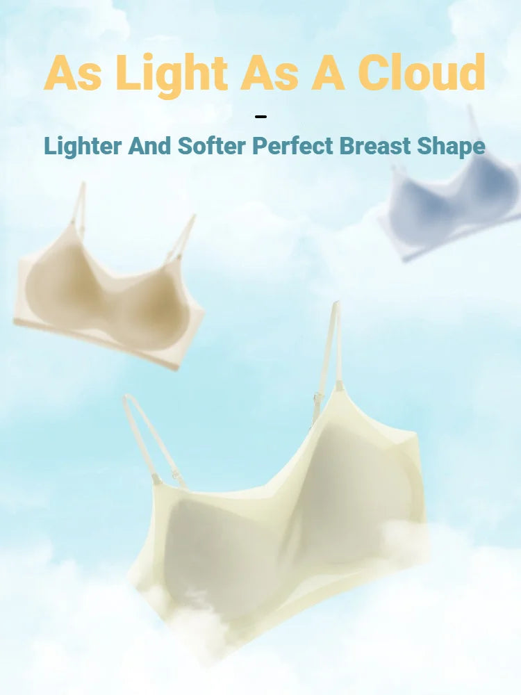CHUANGERM Women's Ultra‑Thin Breathable Ice Silk Seamless Halter Vest Top Bra Lingerie Back Wraps For Small Breasts