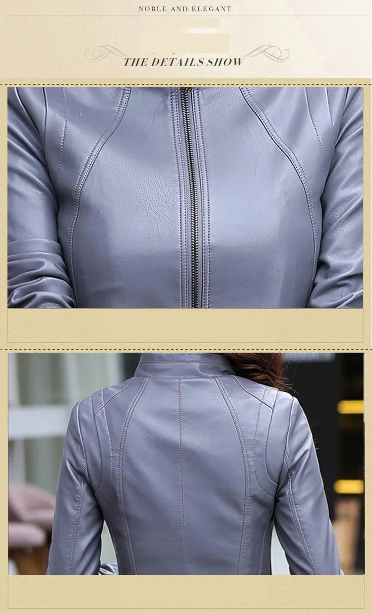 New Sheep Leather Jacket Women Spring Autumn 2026 Casual Fashion Motorcycle Jackets Female Streetwear Slim Chic Short Coat