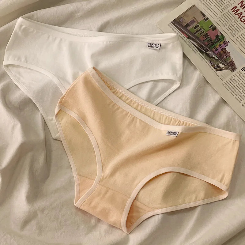 CHUANGERM 7 Pairs Women Solid‑Color Panties Soft Breathable Casual Briefs Cute Ladies Underpants For Daily Wear