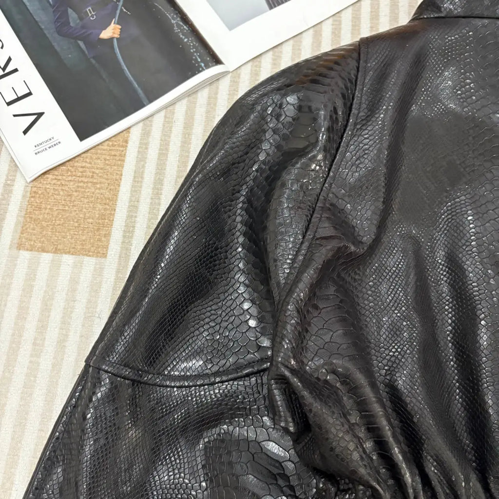 Natural Lambskin Leather Jacket for Women, 100% Genuine Leather Sheepskin Leather Women Coat, Long Sleeves, H1013