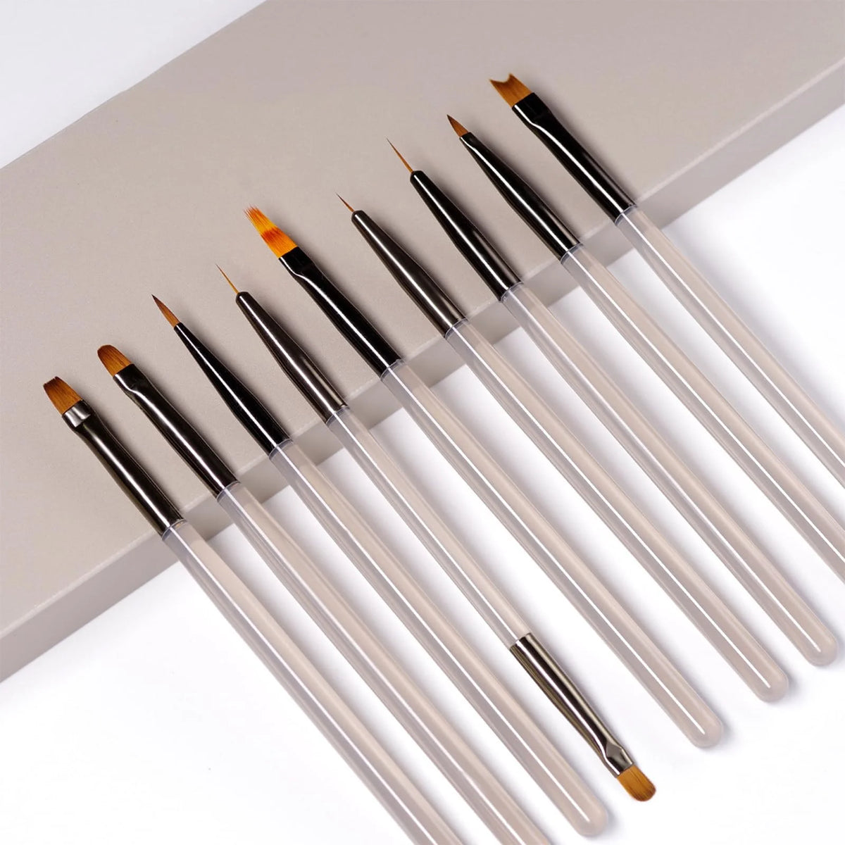 9 Pack Gray Nail Art Brushes Set Nail Art Tools Suitable for Gel Nail Polish And Nail Art Designs Perfect for Home DIY