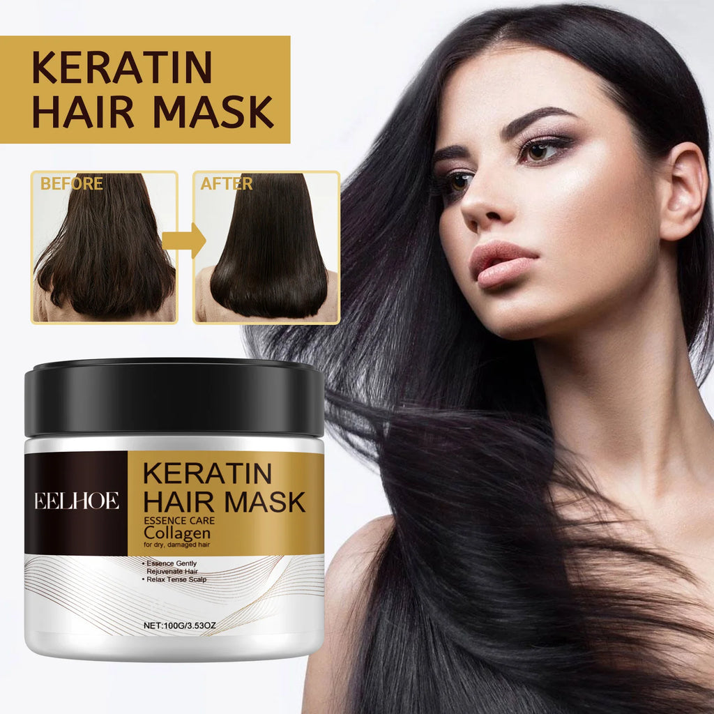 Keratin Care Hair Mask Deep Nourishing Moisturizing Repair Dry Frizz Damaged Conditioner Smoothing Hair Long-Lasting Shine Care