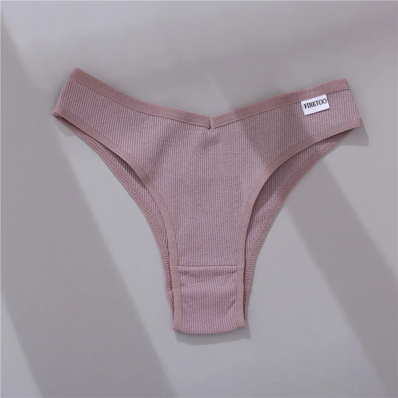 5Pcs/Set Women Cotton Brazilian Panties V Waist Female Underwear Comfortable Underwear Low Rise T-Back Bikini Girls Lingerie New