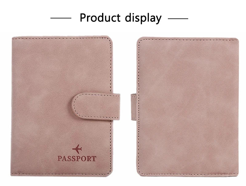 RFID Blocking Waterproof Leather Passport Holder Travel Credit Card Wallet Passport Book for Women Men Buckle Passport Cover