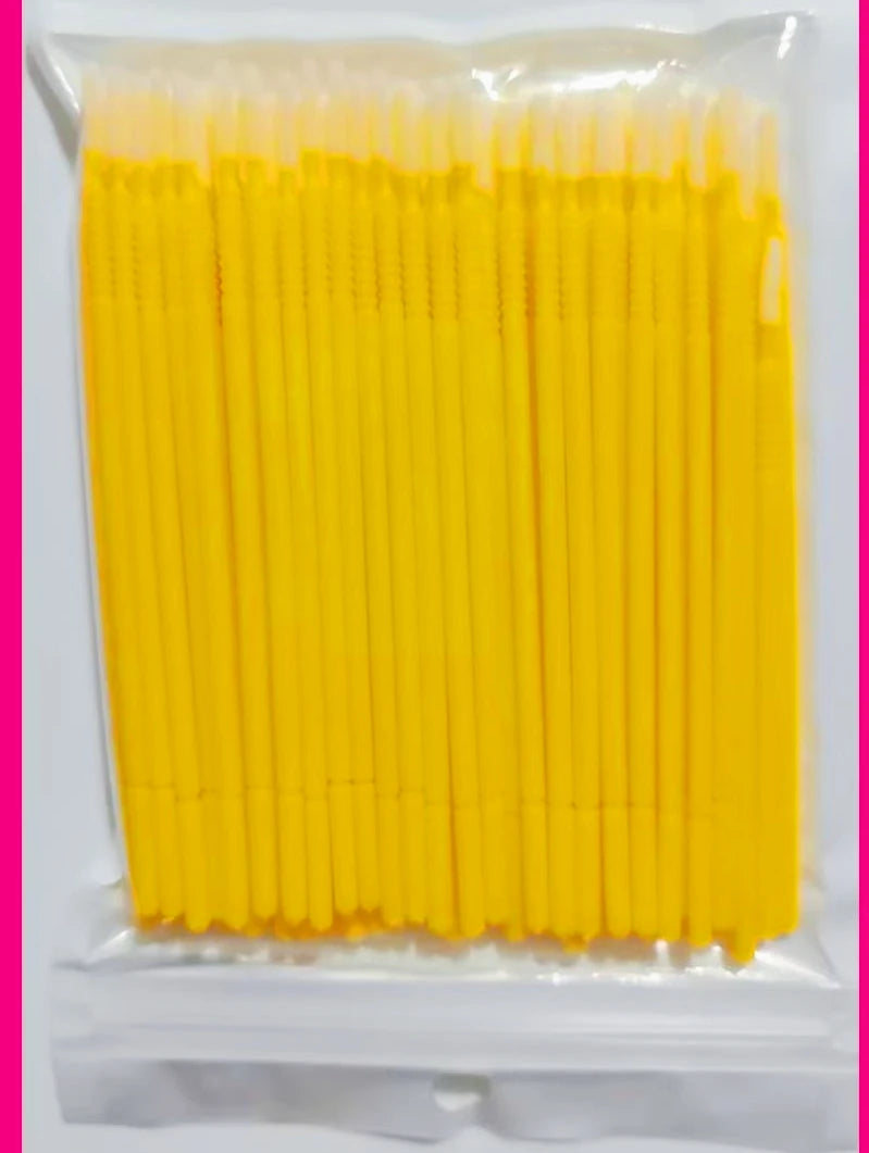 Wholesale 100pcs Long Head Bendable Micro Brushes Lash Extensions Eyelash Glue Cleaning Brush for Eyelashes