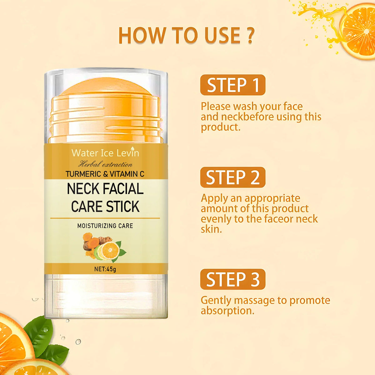 Turmeric&Vitamin C Neck Facia  Care Wrinkle Lines Lifting Whitening Tighten Double Chin Anti-age Rejuvenation Skin Care Product