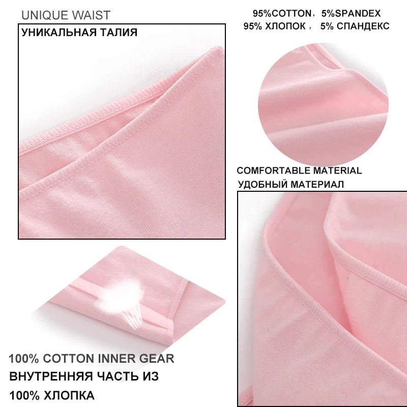 4PCS Seamless Cotton Panties Women Solid Color Briefs Sexy Low Waist Underpants Female Breathable Underwear Ladies Stretch Panti