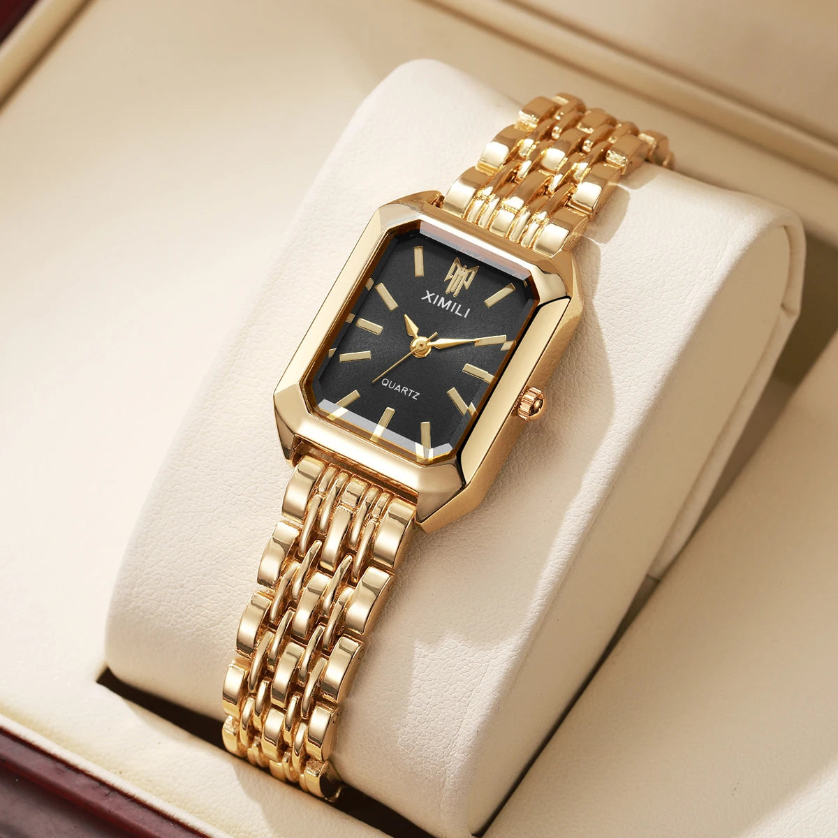 1/2/4PCS Elegant Rectangle Woman Quartz Watch Luxury Stainless Steel Band Ladies Wristwatches Relogio Feminino（Without Box）