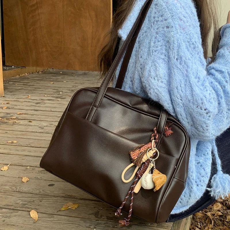 Korean Style Large Capacity Single Shoulder Women's Bag Versatile Vintage Underarm Bag Autumn 2025 New Arrival Tote Bag