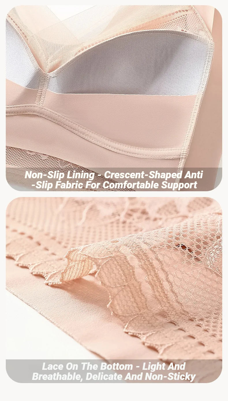 Fall Sweet Seamless Ice Silk Push Up Bra For Women Wireless Lace Bralette Plus Size Brassiere Summer Comfort Underwear Lingerie