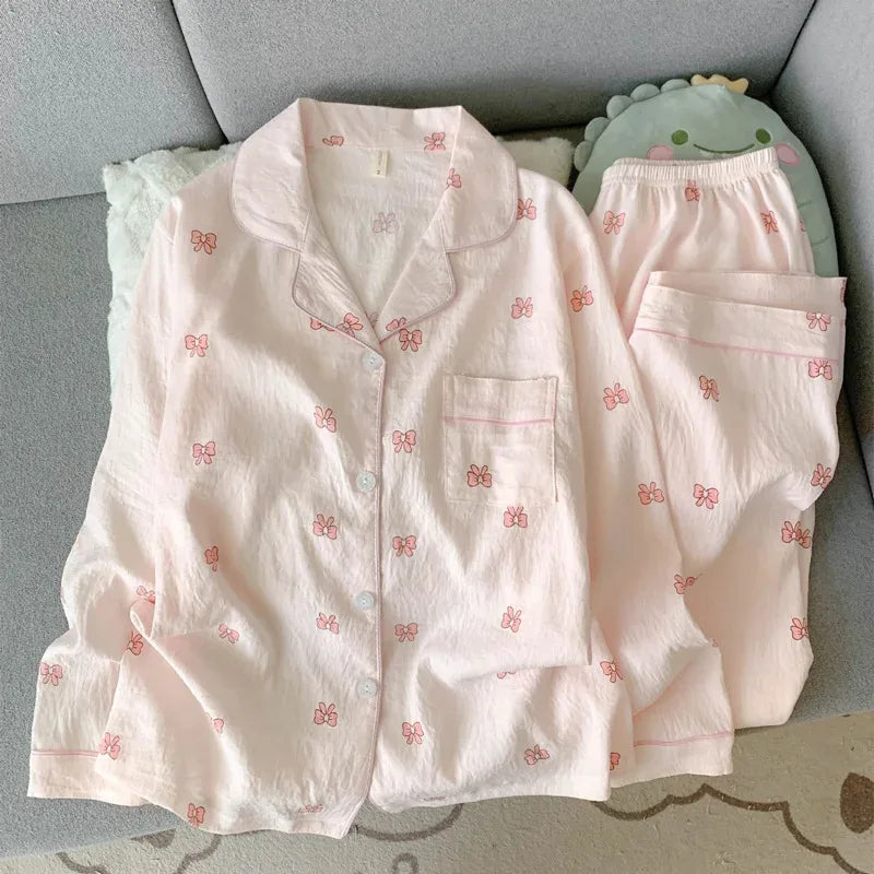 Spring/Autumn New Arrivals: Cloud-Print Cotton Long-Sleeved Pyjama Set for Women Adorable Sweetheart Style Nightwear Homewear