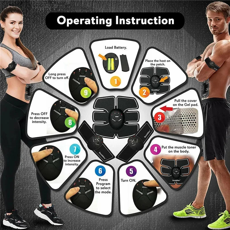 EMS Muscle Stimulator Abdominal Hip Trainer Patch Portable ABS Body Shaping Toner Unisex Fitness Slimming Training Equipment
