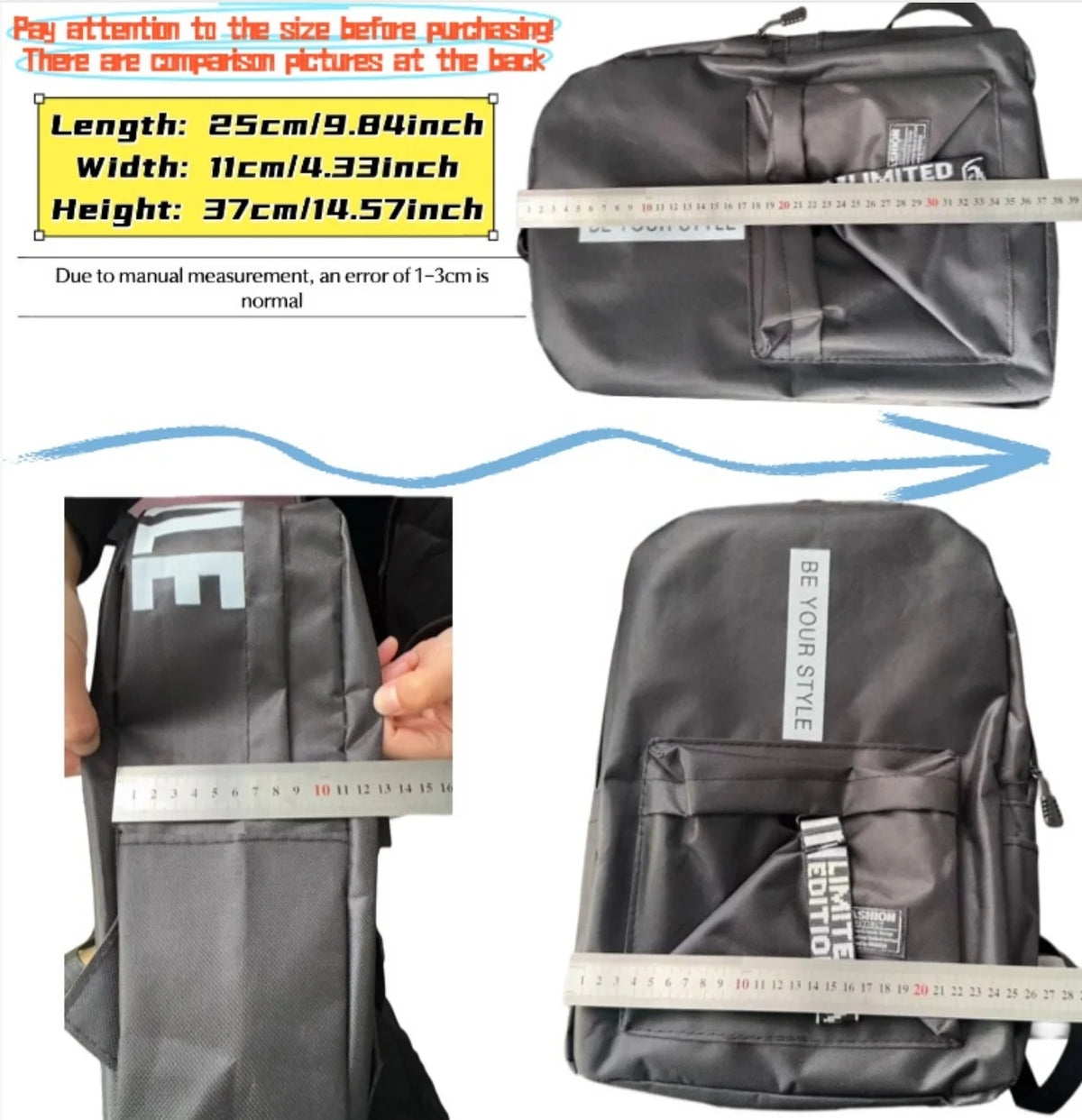 Fashion Trend Backpack for Men and Women Junior High School High School Student Bag Large Capacity Korean Version of Th