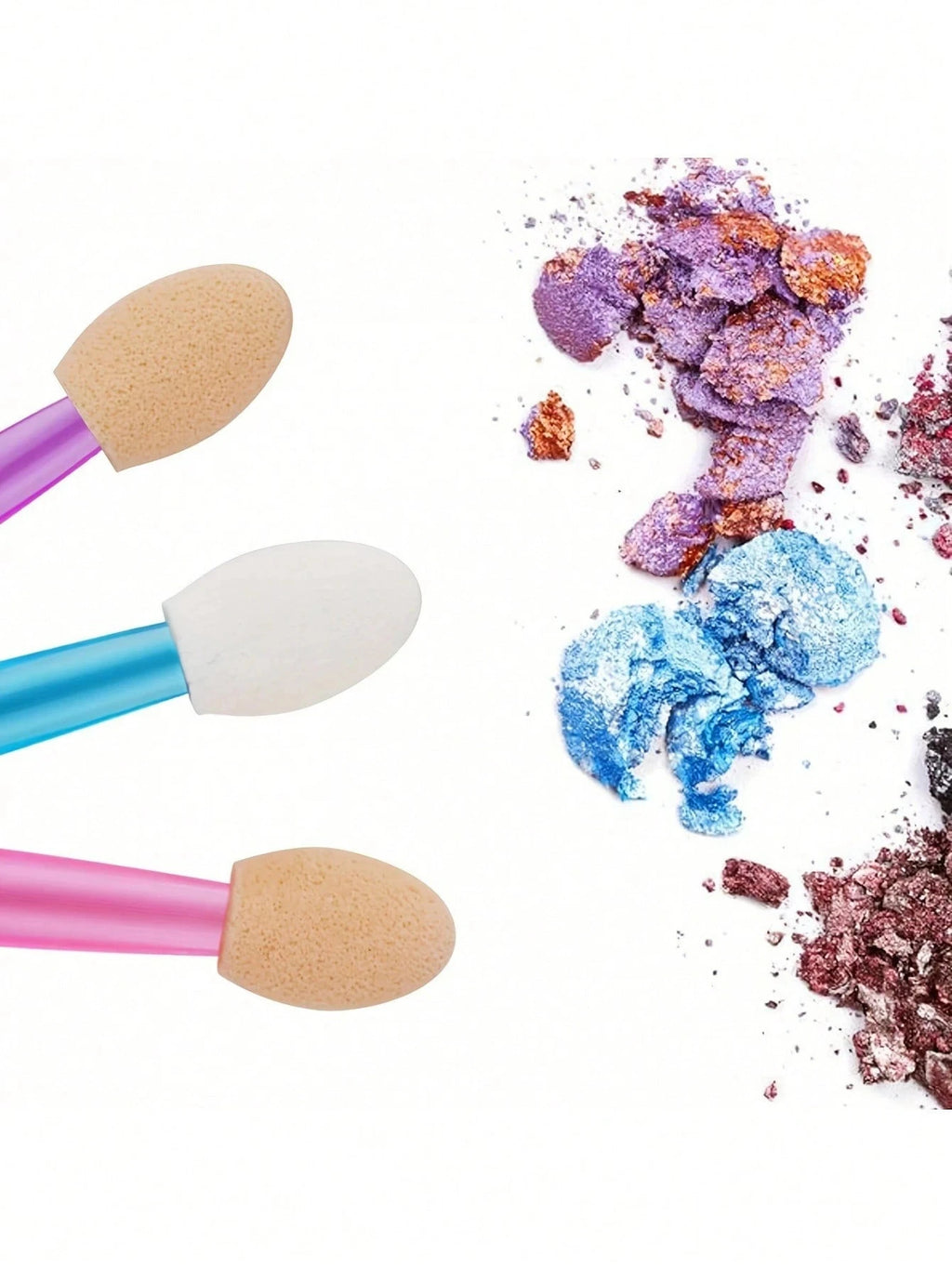 100/200Pcs Double-Headed Eyeshadow Brush, Disposable Dual Sided Eyeshadow Brush Double Ended Sponge Applicator Oval Tipped
