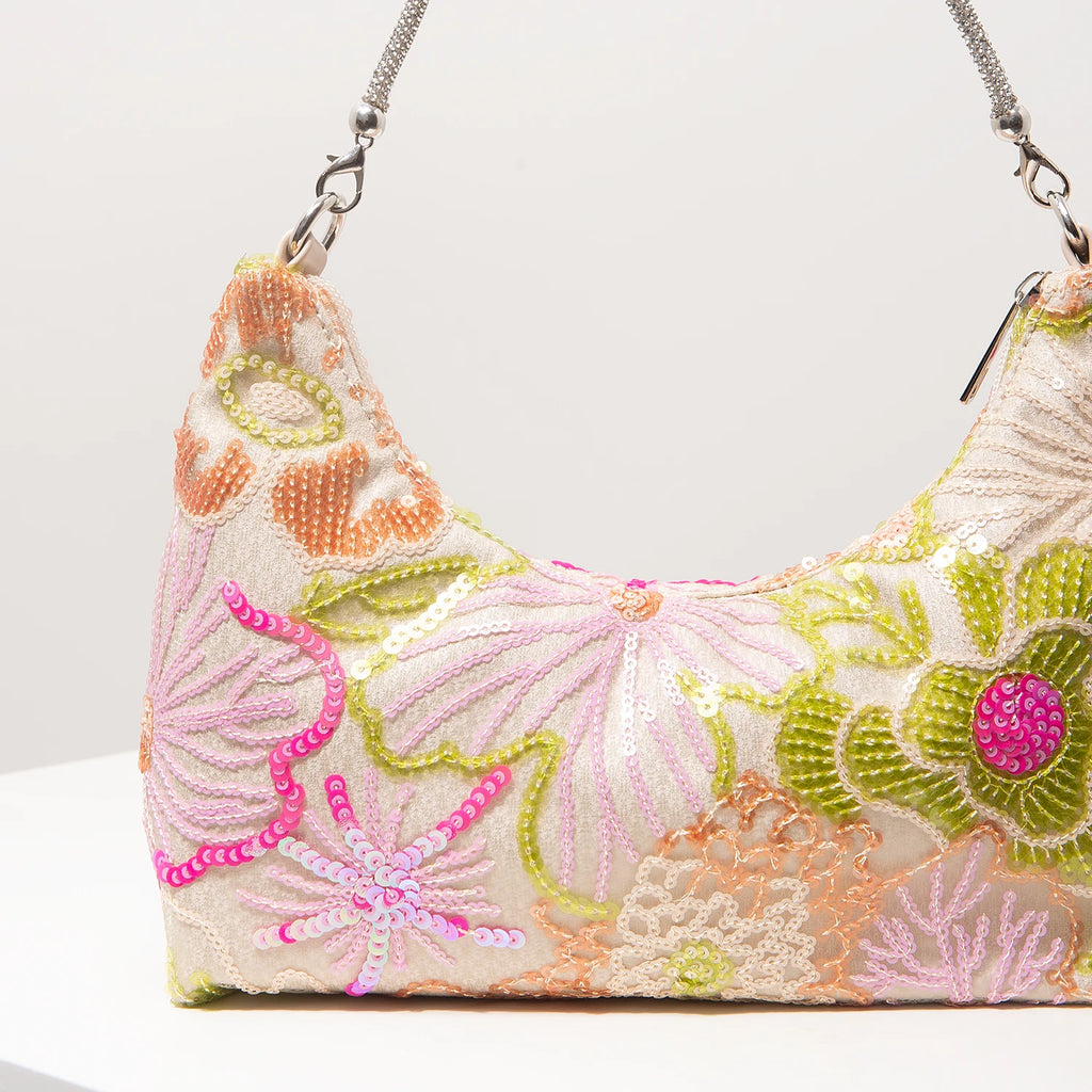 Shoulder Bag,Floral Pop,Sequin Bag,Embroidery,Gala Night,Party Outfits,Prom Bag,Wedding Items,Elegante,Valentine,Random Pattern