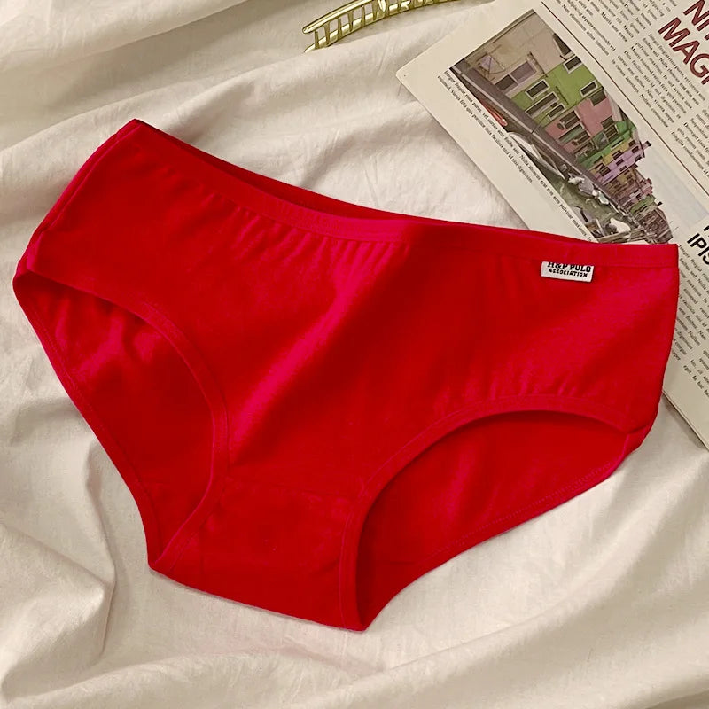 CHUANGERM 7 Pairs Women Solid‑Color Panties Soft Breathable Casual Briefs Cute Ladies Underpants For Daily Wear