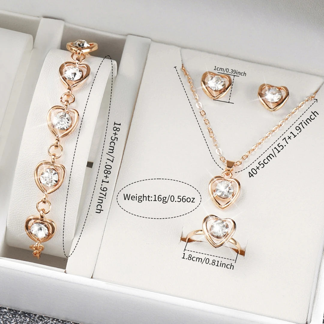 5/6PCS Fashion Women's Quartz Watch Leather Band Analog Quartz Watches with Diamond Jewelry (Without Box)