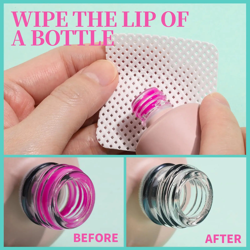200Pcs/Box Lint Free Nail Wipes Eyelash Extension Glue Wipes Cleaner Cloth Non-Woven Fabric Nail Gel Remover Cotton Pad