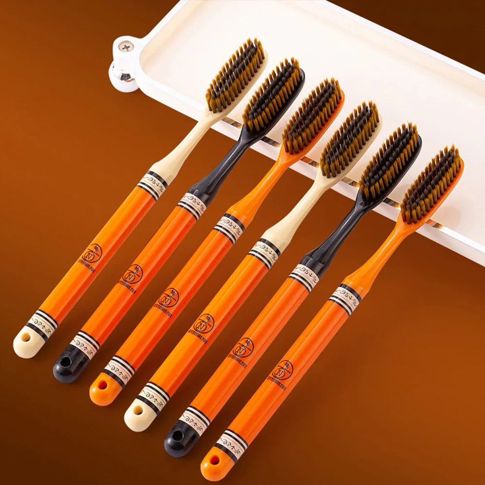 6PCS High End Big Head Long Handle Toothbrush, Efficient Cleaning, Family Set