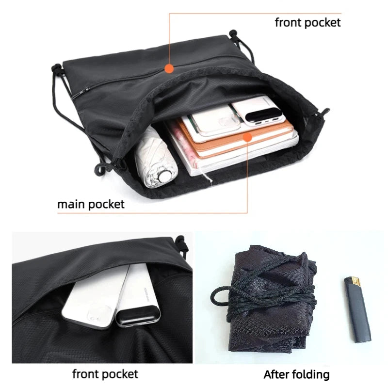 Lightweight Drawstring Backpack for Men and Women Sports Fitness Backpack Outdoor Leisure Backpack Zipper Bag