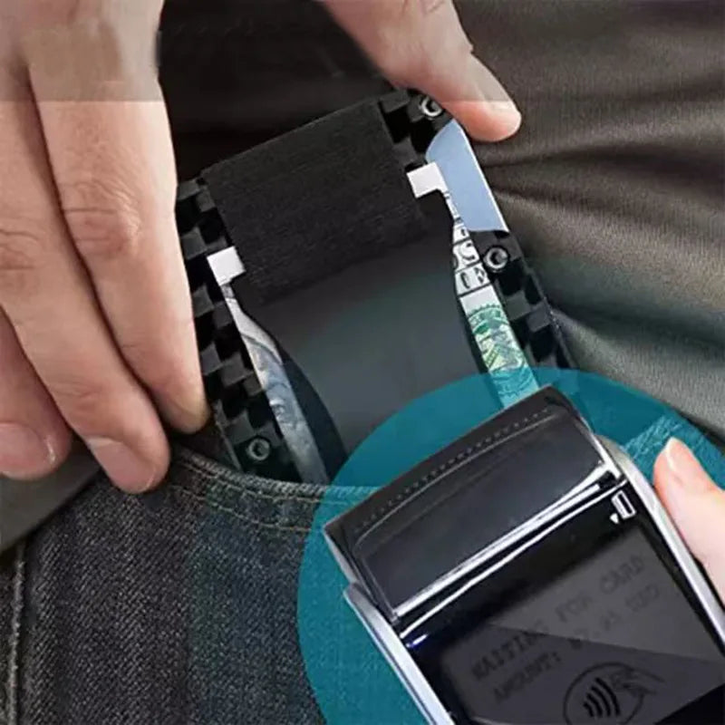 Homefish Slim RFID Blocking Aluminum Card Holder Elastic Back Pocket ID Credit Card Case Unisex Travel Mini Wallet