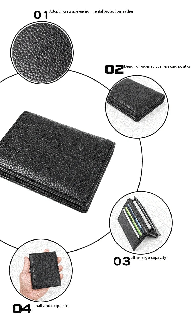 1PC Genuine Leather Business Card Holder Name Card Case Credit Card Wallet for Men & Women