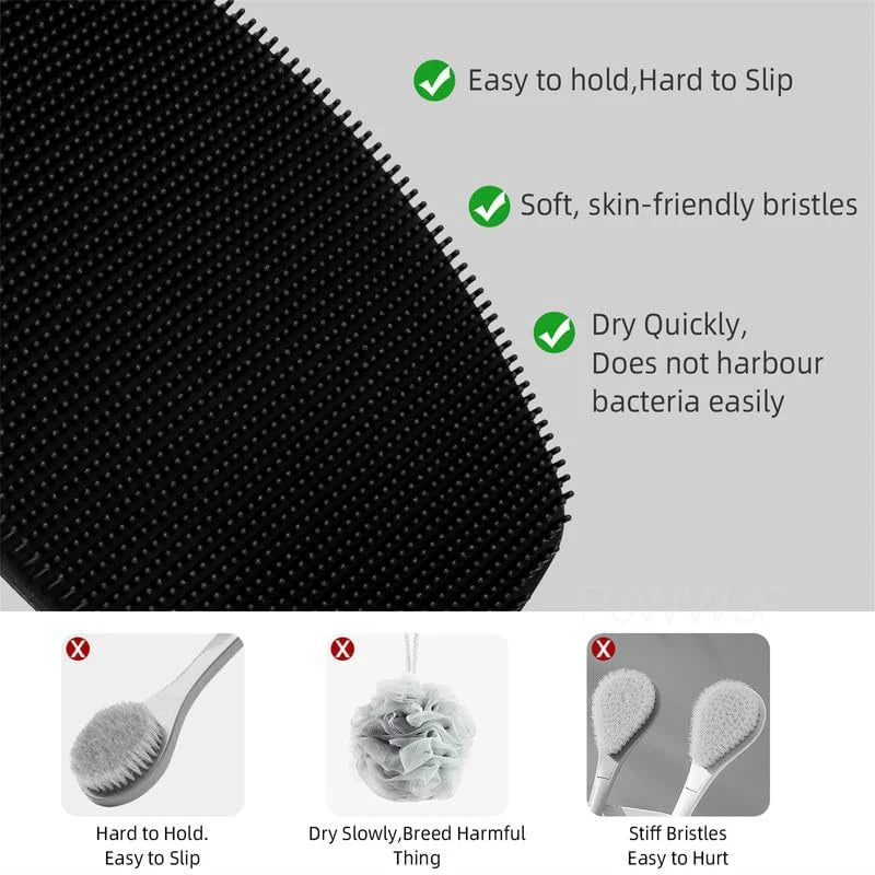1Pcs Soft Silicone Exfoliating Body Brush, Back Scrubber for Shower, Gentle Massage Bath Brush, Deep Cleansing Body Scrubber