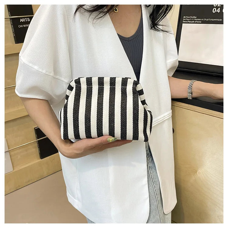 Summer Woven Crochet Purses for Women Beach Clutch Handbags 2026 Dumpling Hobo Casual Colorblock Bag Ladies Ruched Cloud Purse