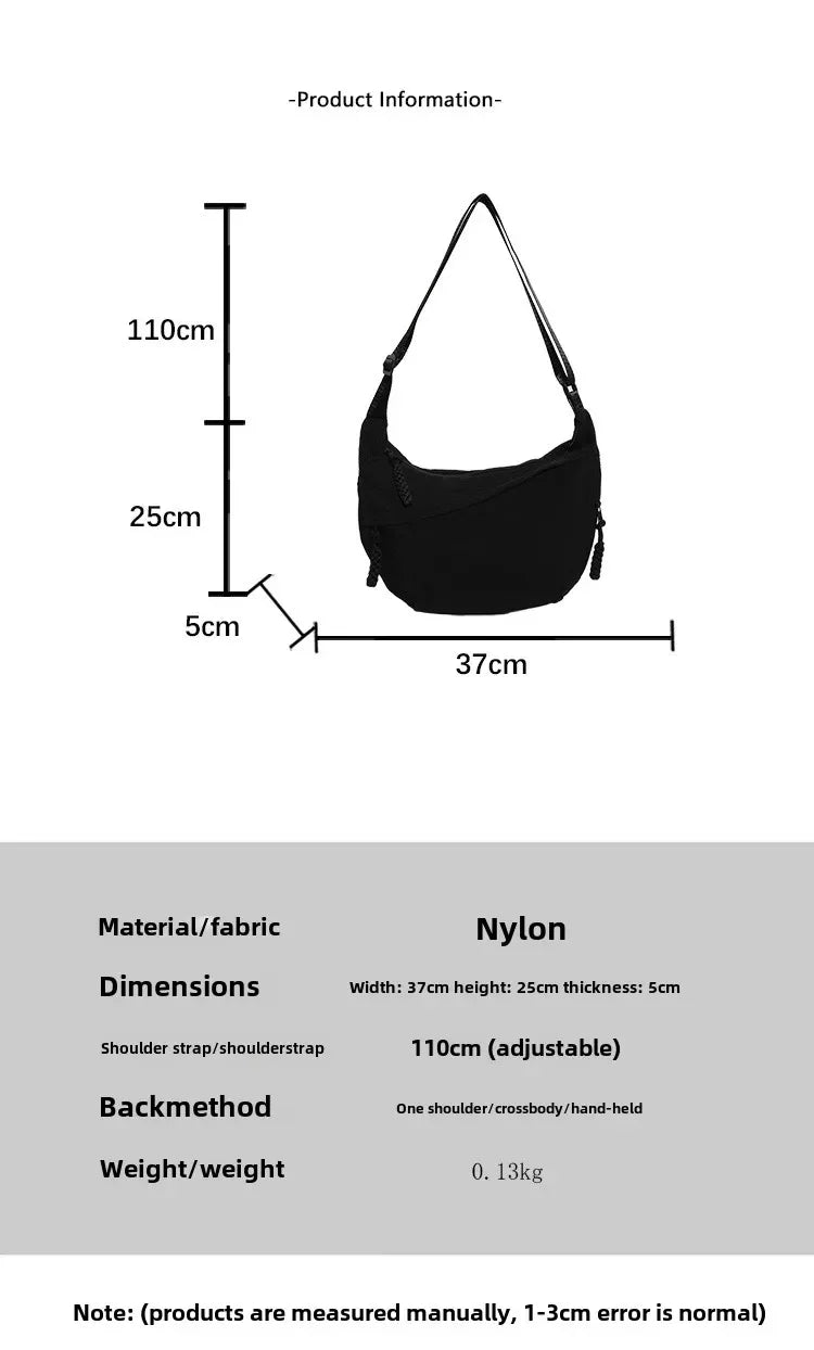 Women'S Simple Solid Color Canvas Dumpling Bag Casual Handbag Personalized Men'S Shoulder Bag Daily Use