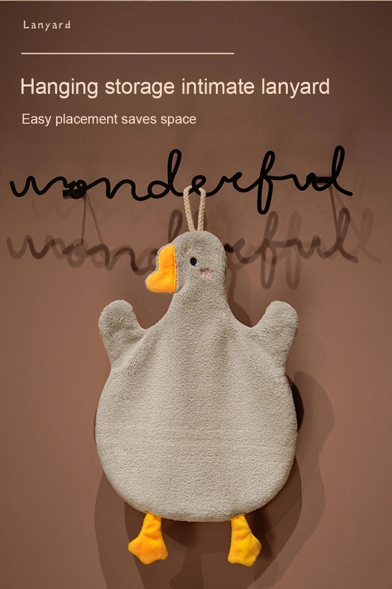 Cute Cartoon Goose Hand Towel for Kitchen and Bathroom - Hanging, Thickened, Absorbent Hand Towel