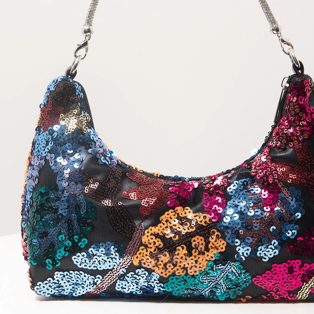 Shoulder Bag,Floral Pop,Sequin Bag,Embroidery,Gala Night,Party Outfits,Prom Bag,Wedding Items,Elegante,Valentine,Random Pattern
