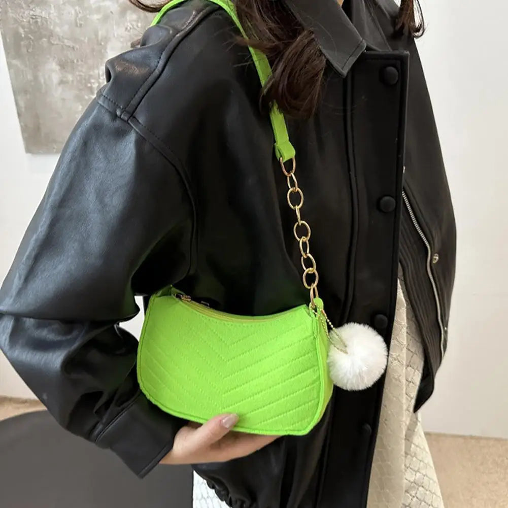 Mini Women Shoulder Bags Fashion Felt Women's Bag Advanced Design Underarm Handbags Mini Saddle Bag
