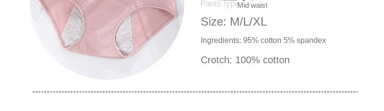 3PCS/set Women's menstrual briefs large flow postpartum water absorption leakproof briefs women's pure cotton menstrual briefs