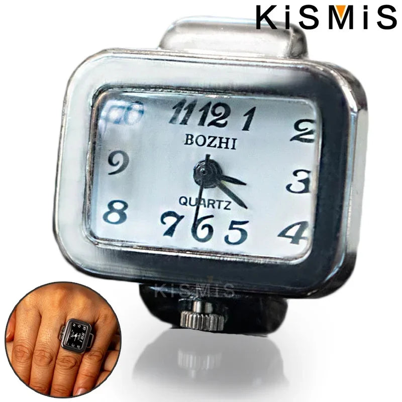 KISMIS Creative Ring Watch, Alloy Shell Finger Circular Dial Couple Watch for Men & Women, New Hot Selling