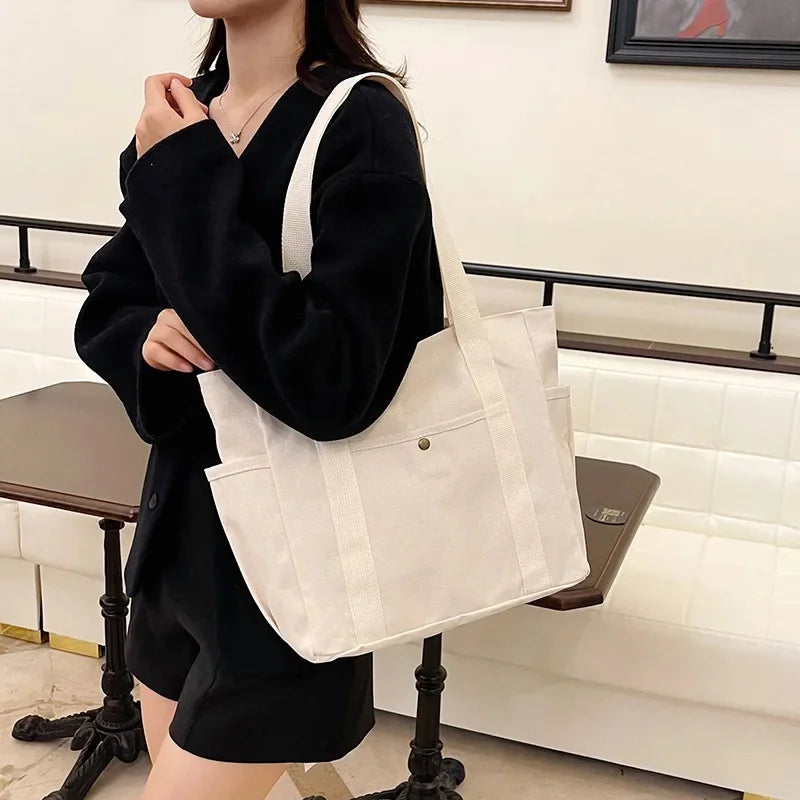 Versatile Forest Style Women'S Canvas Shoulder Bag Large Capacity Book Storage Student Bag For Classroom Travel Daily Use Durabl