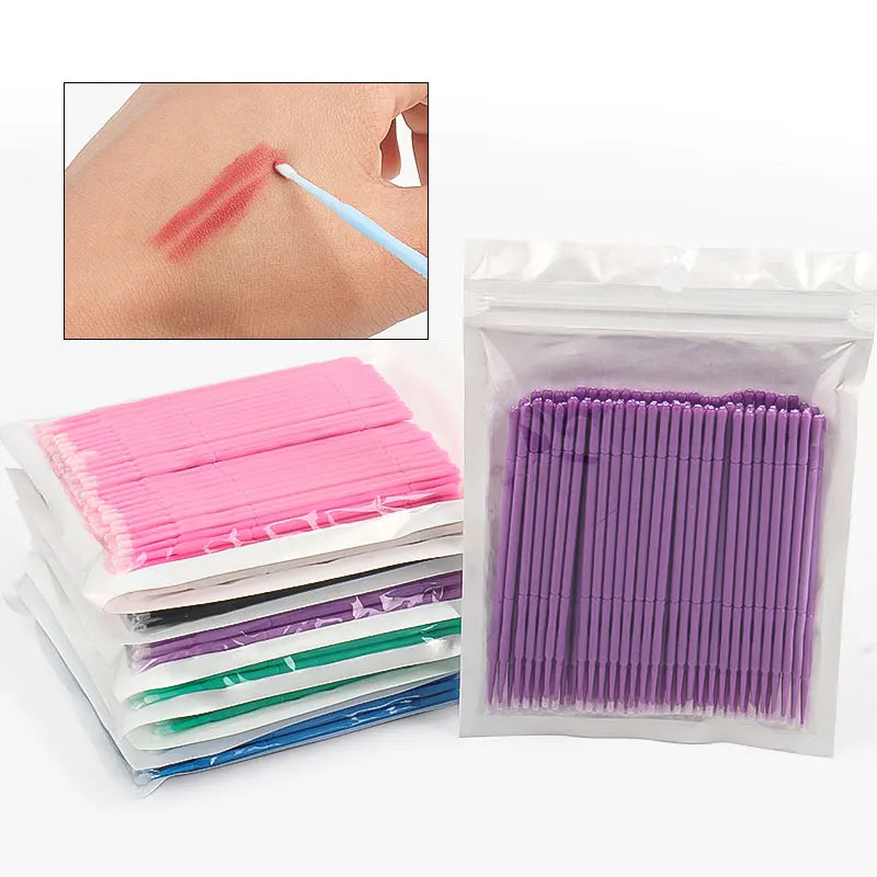 100PCS/Bag Bamboo Eyelash Extension Cleaning Swabs Lash Lift Glue Remover Applicators Microblade Makeup Micro Brushes Tools