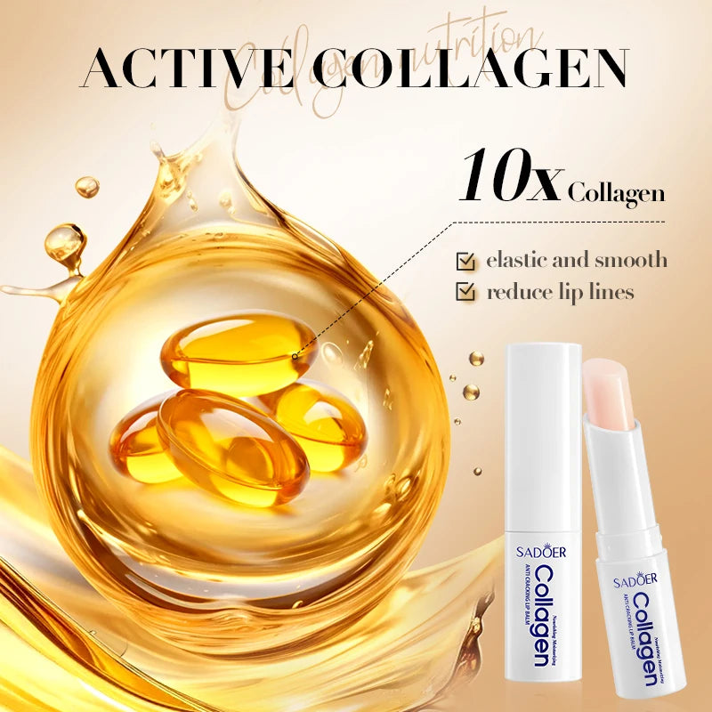 SADOER Collagen Moisturizing Lip Balm Nourishing Anti-Cracked Long-Lasting Hydration 1/2/3/5PCS Stick Lip Skin Care