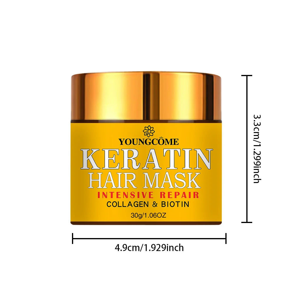 Biotin Collagen Keratin Hair Mask for Dry Damaged Hair, Deep Repair Conditioning Treatment with Nourishing Essential Oils