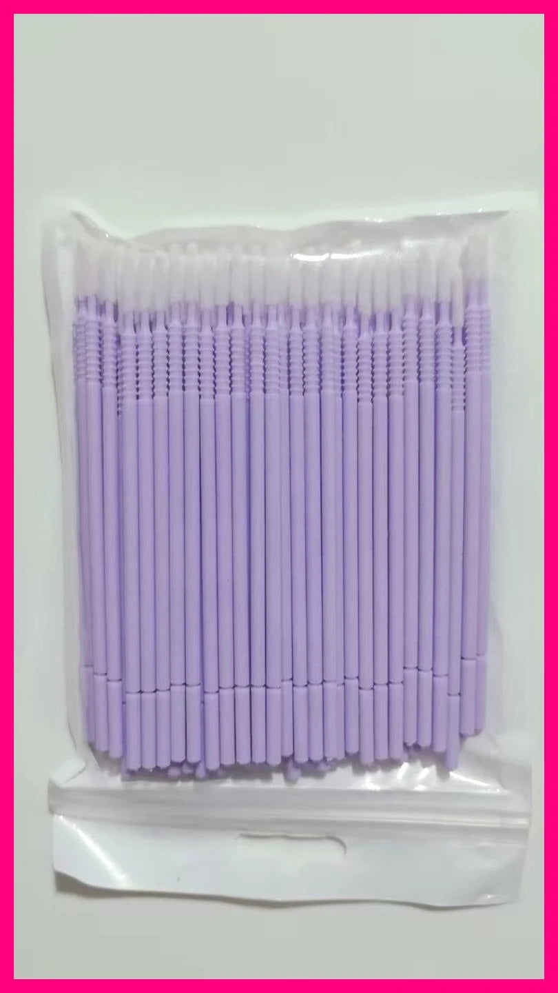 Wholesale 100pcs Long Head Bendable Micro Brushes Lash Extensions Eyelash Glue Cleaning Brush for Eyelashes