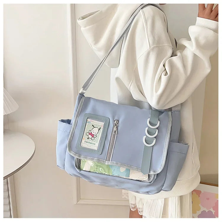 Y2K Japanese Harajuku School Bags for Girls New Transparent Itabag Shoulder Crossbody Bag DIY Badges Display Plate Ita Bag
