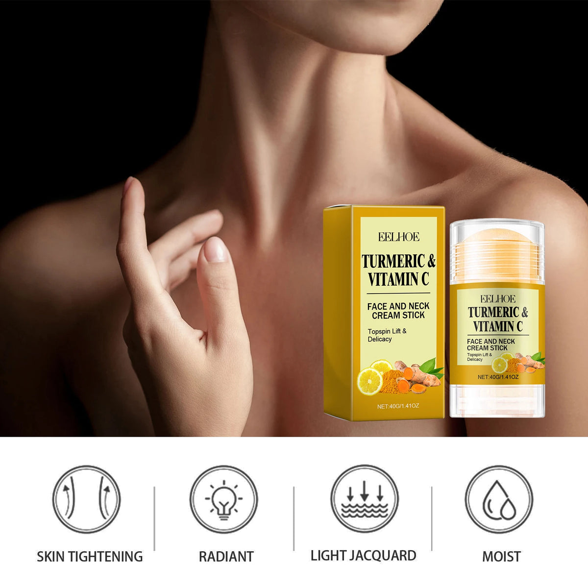 Turmeric Face Stick Vitamin C Neck Cream Revitalizing Brightening Moisturizer Clay Mask Balm For Even Tone Deep Pore Purifying