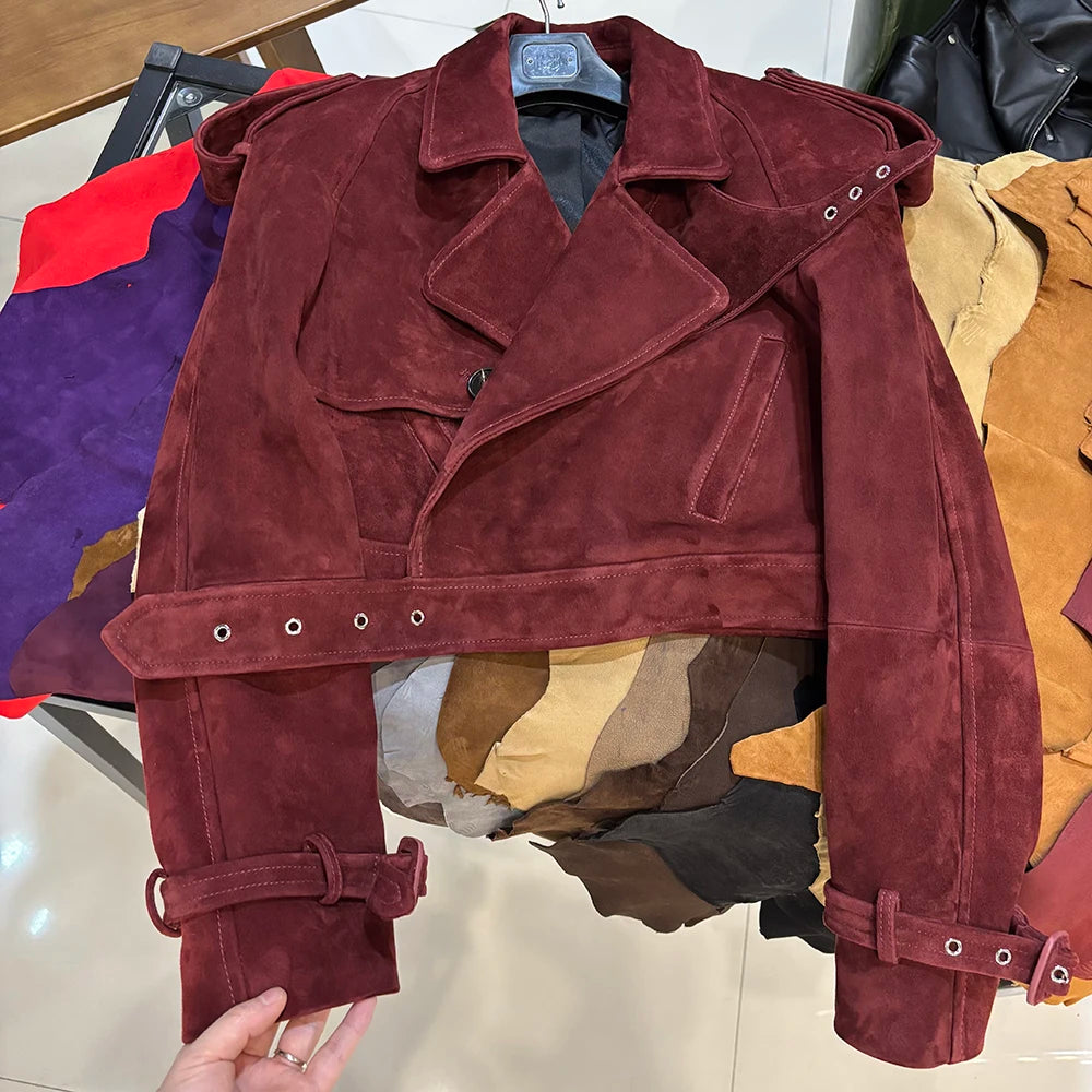 YOLOAgain Women's Real Leather Jacket Sheepskin Coat