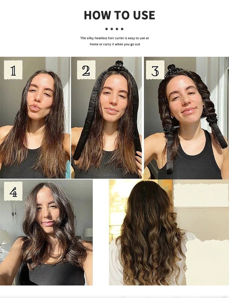 Heatless Curling Rod Headband No Heat Silk Curls Ribbon Hair Rollers Sleeping Soft Headband Lazy Hair Curlers Hair Styling Tools