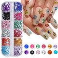 12 Cell Sparkling Crystal Nail Art Beads - Flat Base Stones for Multi‑scene Embellishment - Decorates Nails Shoes Makeup Pouches