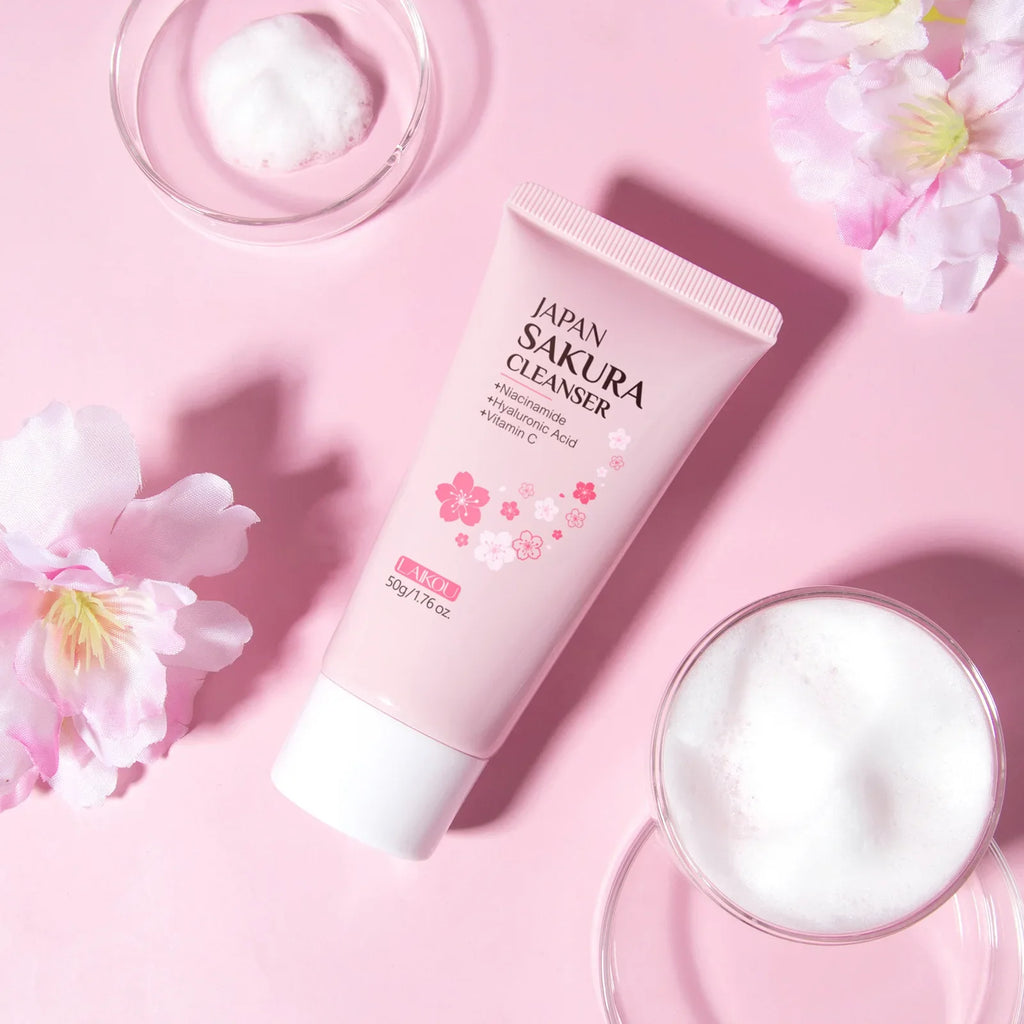 Laikou Japan Sakura Gentle Face Wash Hydrating Oil Control Niacinamide Hyaluronic Acid Daily Facial Cleanser For All Skin Types