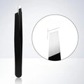 Stainless Steel Black Eyebrow Tweezer with Slant and Flat Point Beauty Tools for Eyelash Tweezer & Ingrown Hair Removal