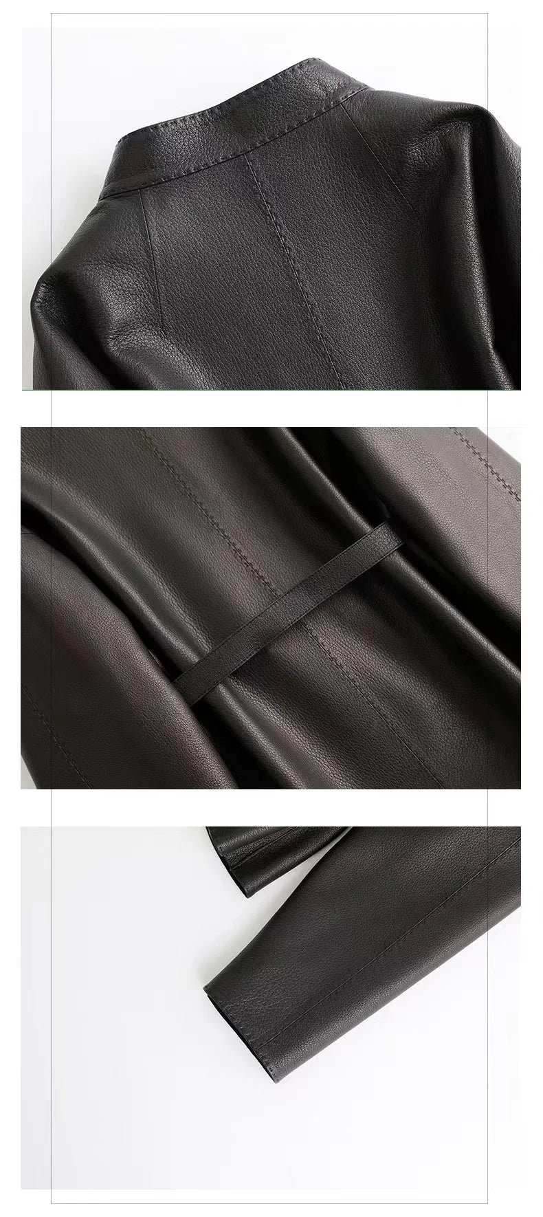 Japanese Style 2025 New Sheepskin Leather Coat for Women Elegant Square Neck Veins Skin Belt Short Jackets Coffee Jaqueta Couro