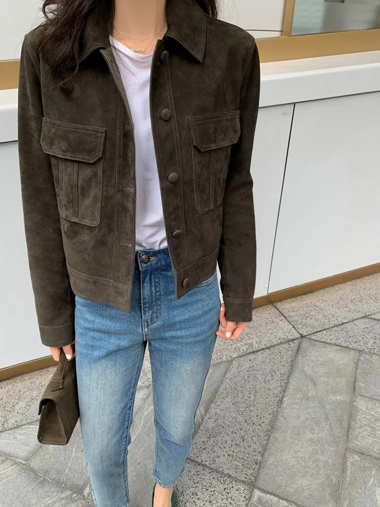Classic Quality Leather Jacket For Women 2025 Winter Cashmere Suede Leather Coat Female Slimming Versatile Jaqueta Streetwear