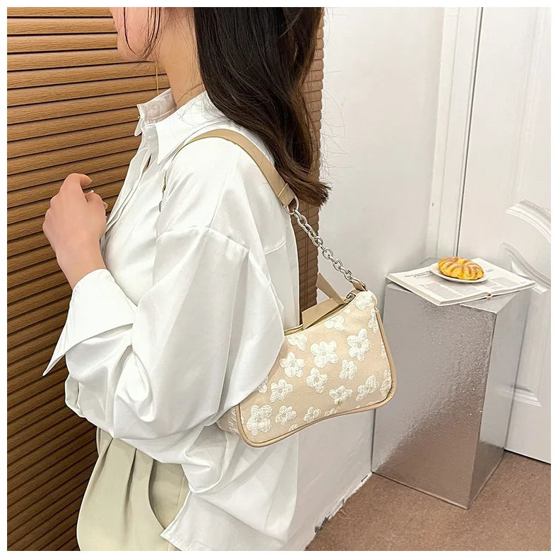 Fashion Felt Shoulder Bags for Women Small Casual Underarm Bag Female Hand Crossbody Bags for Women