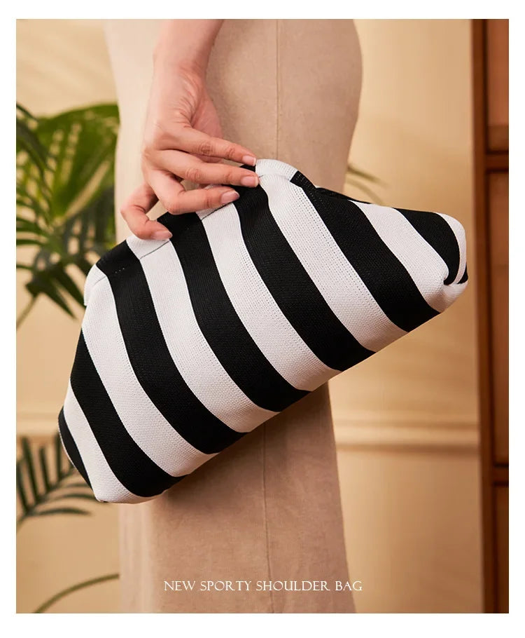 Summer Woven Crochet Purses for Women Beach Clutch Handbags 2026 Dumpling Hobo Casual Colorblock Bag Ladies Ruched Cloud Purse